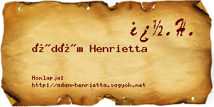Ádám Henrietta névjegykártya